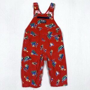 Vintage OshKosh Overalls 12 Months Vestbak Corduroy Red Made in USA Mice at Work